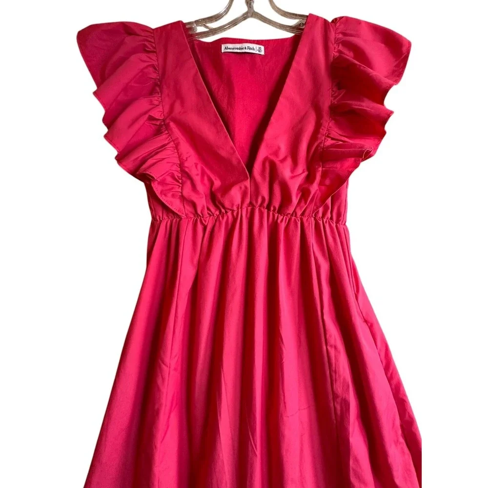 Abercrombie & Fitch Pink Flutter Sleeve Tiered Maxi Dress Size XS